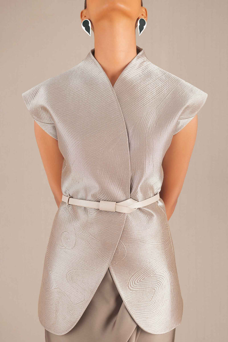 Effat Jacket Set - Metallic Silver JK