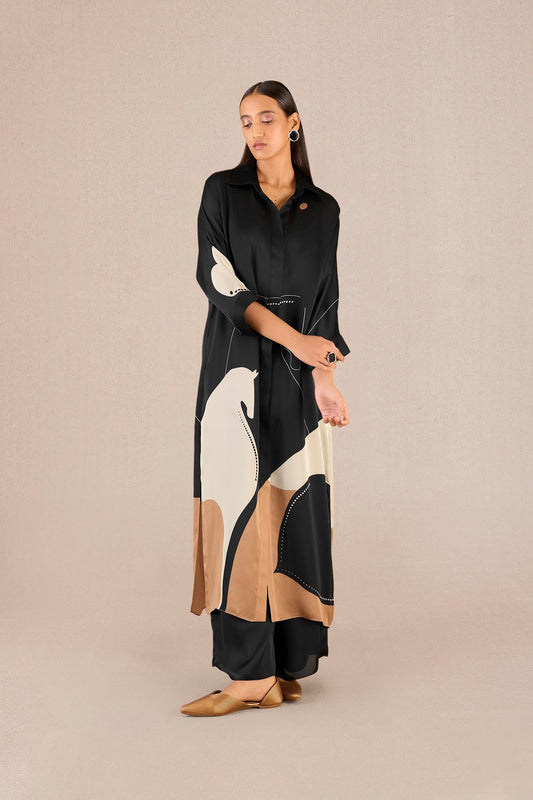 Organza Maysa Tunic Set – Black