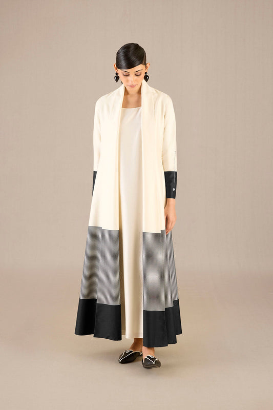 Chanderi Nakhat Abaya Set – Ivory