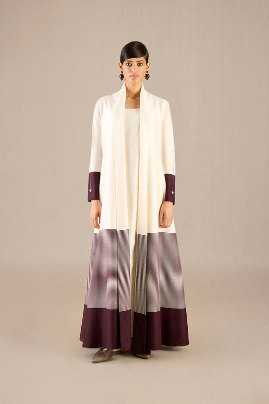Chanderi Nakhat Abaya Set – Ivory