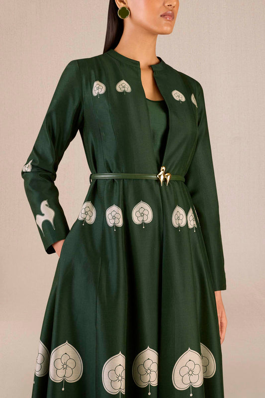 Chanderi Aresha Abaya Set – Green