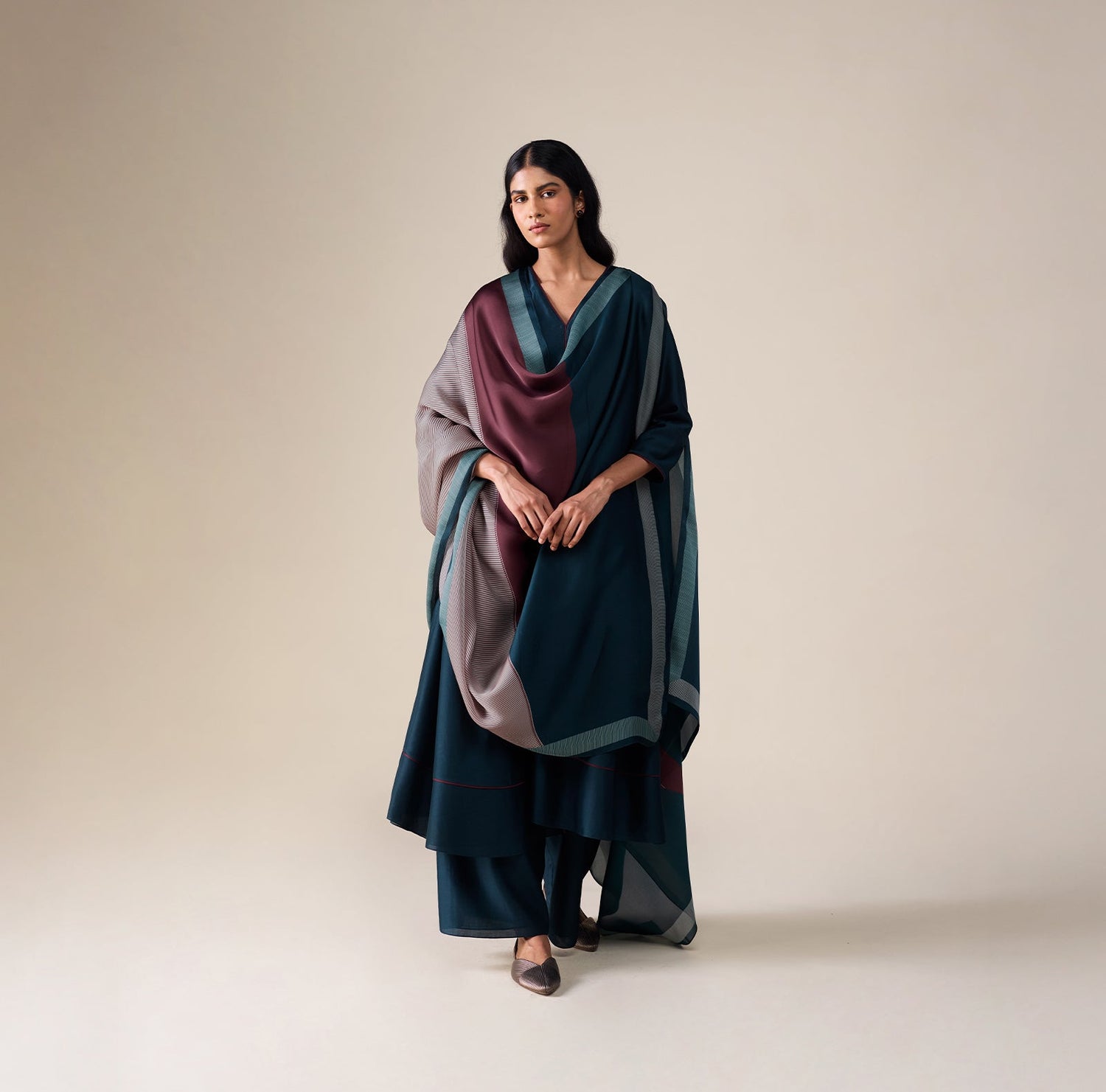  Chanderi Milap Kurta Set – Black