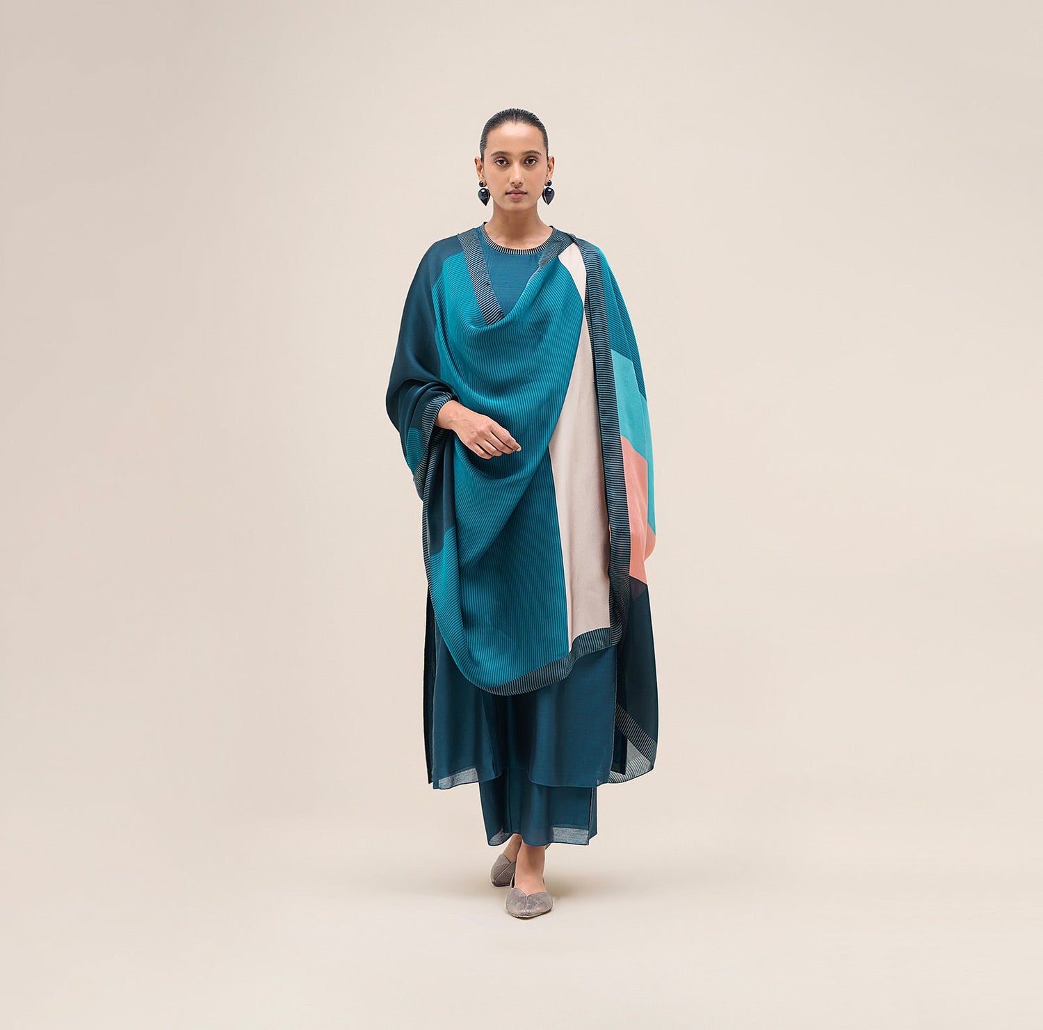  Chanderi Shiloh Kurta Set – Blue