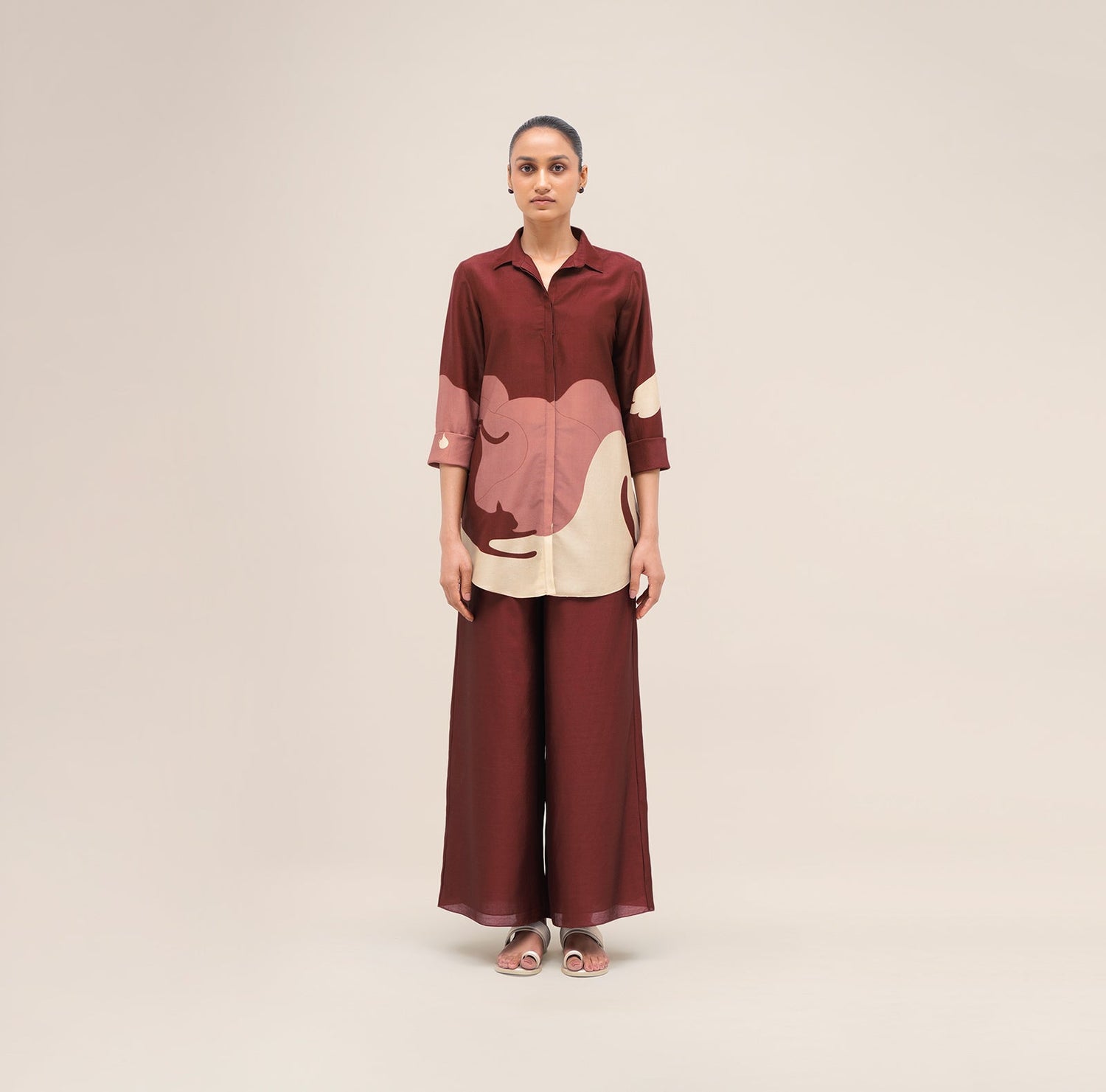  Chanderi Rania Shirt Set – Red