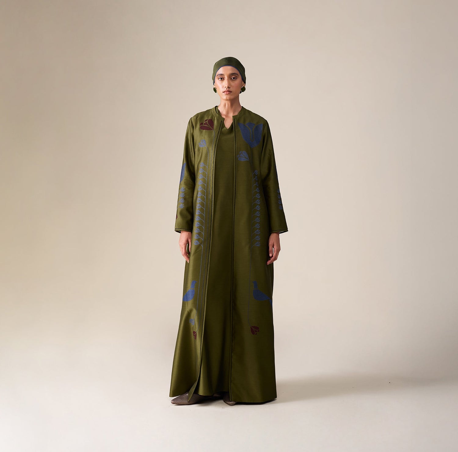  Chanderi Maliah Abaya Set – Red