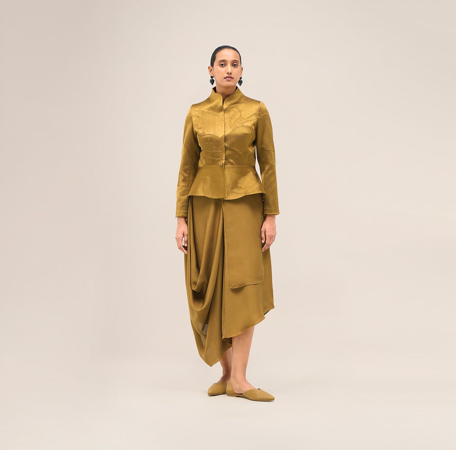  Chanderi Layla Jacket Set – Yellow