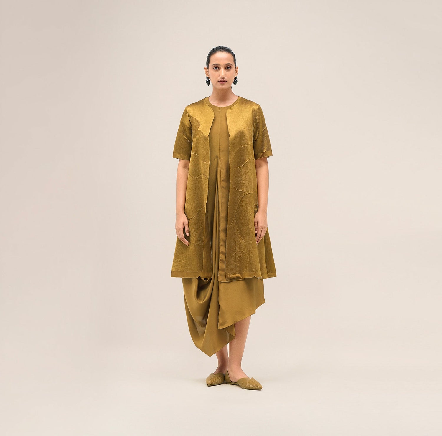  Chanderi Israh Jacket Set – Yellow