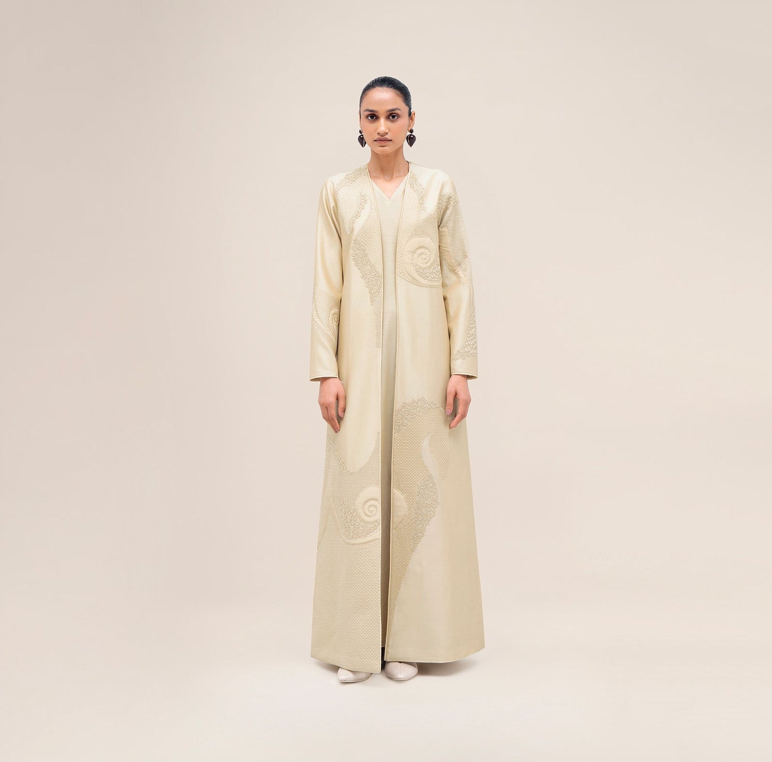  Chanderi Aayat Abaya Set – Beige