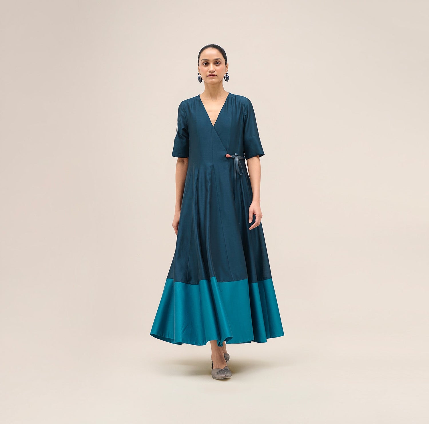  Chanderi Lara Dress – Blue