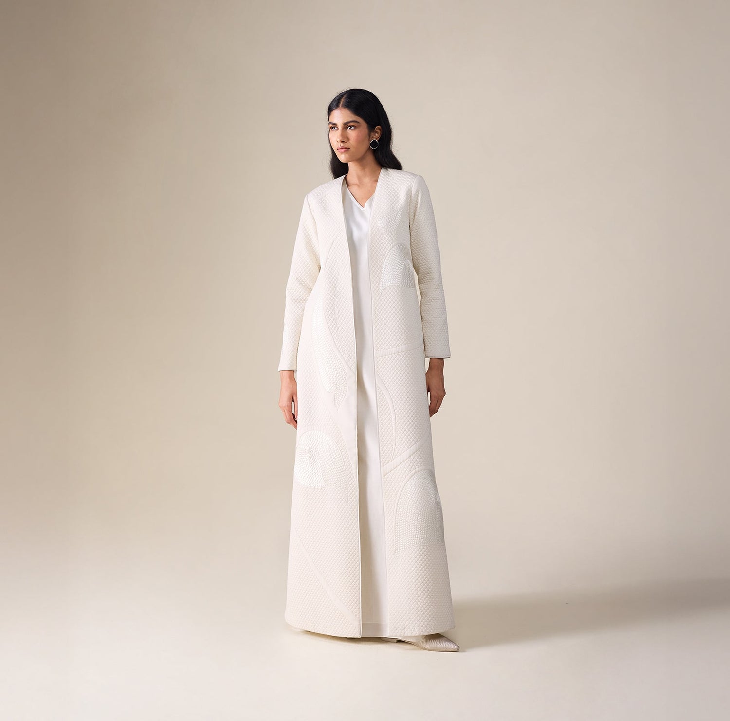  Silk Raziya Abaya Set – Ivory