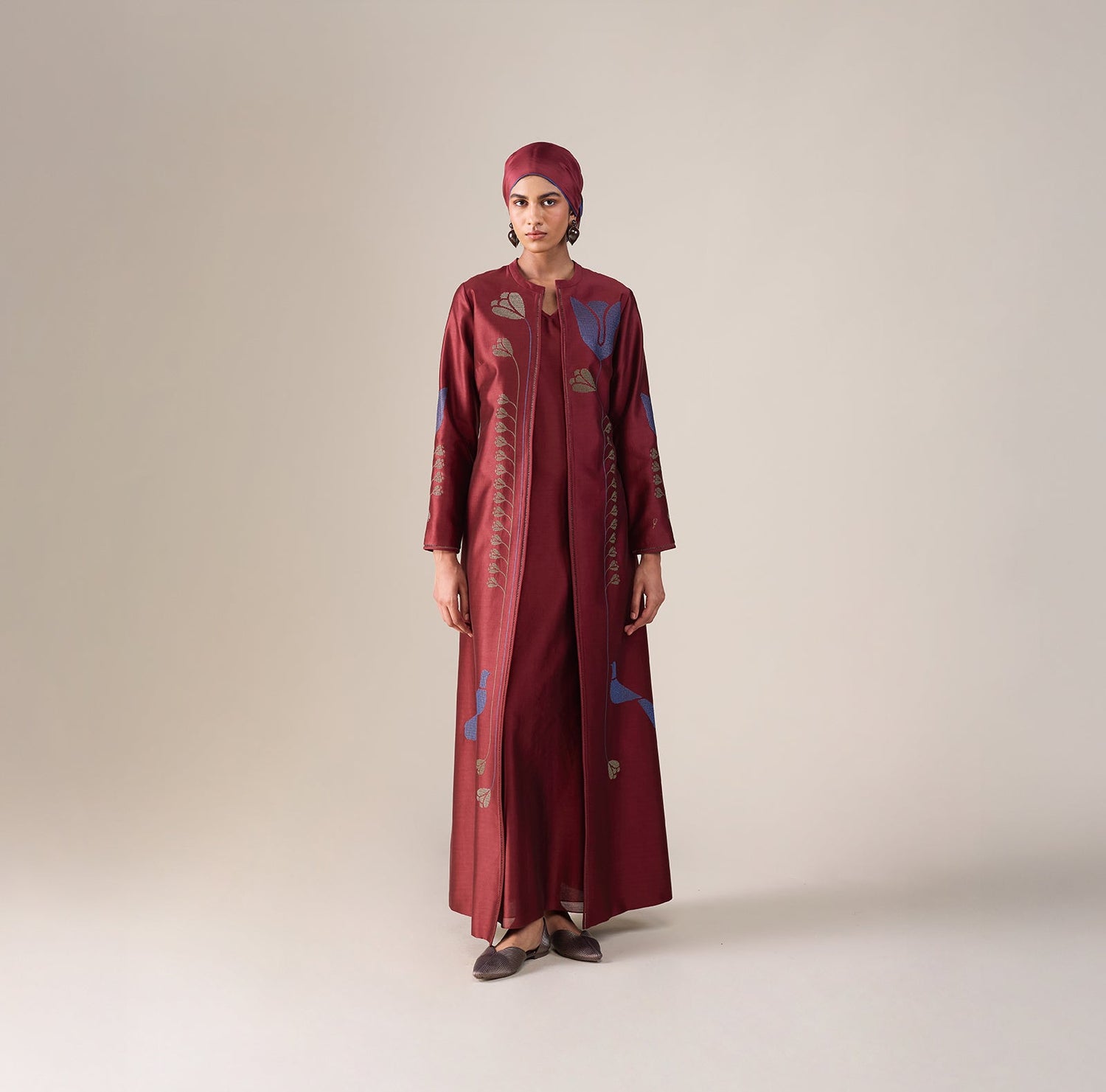  Chanderi Maliah Abaya Set – Green