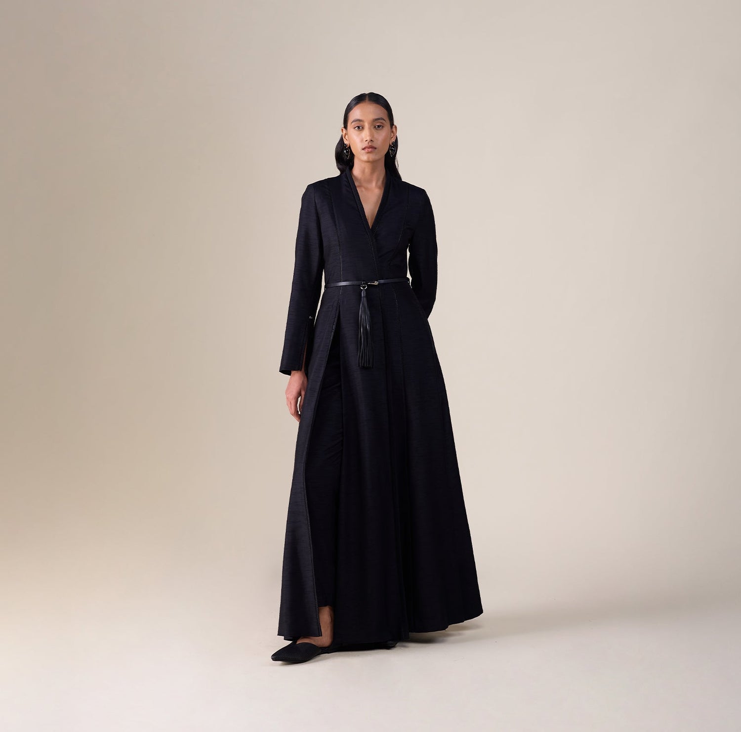  Silk Lev Jacket Set – Black