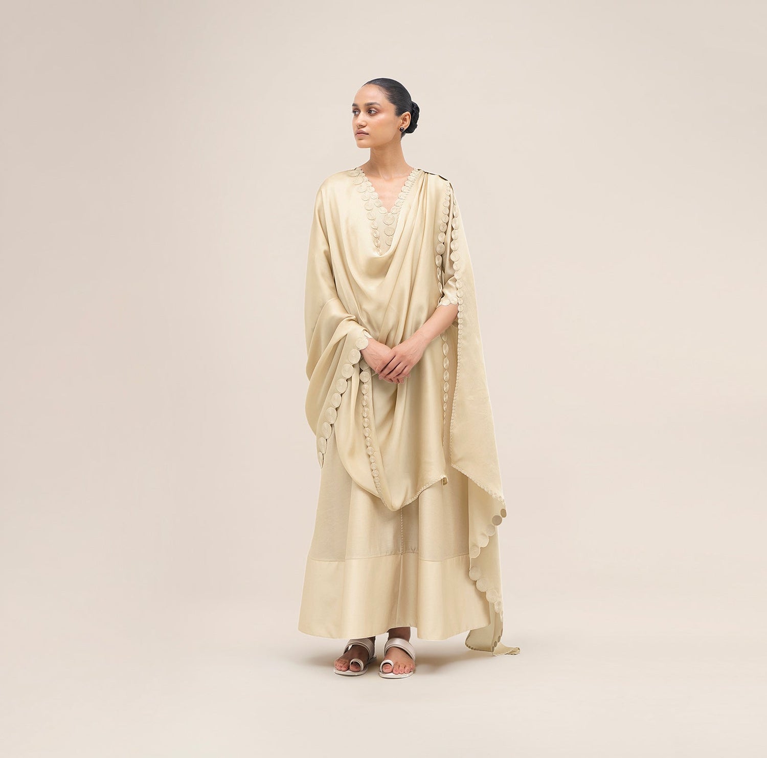  Chanderi Naghma Kurta Set – Beige