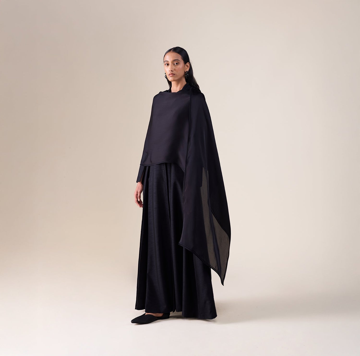   Organza Floris Scarf – Black