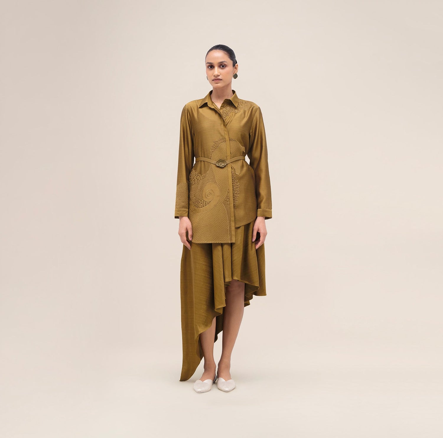  Silk Akina Shirt Set – Green