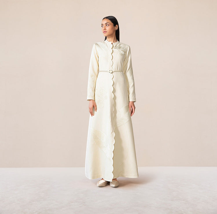 Nahid Ivory woollen Abaya