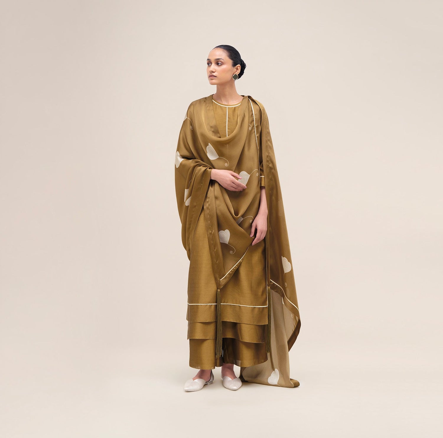  Chanderi Khat Kurta Set – Green