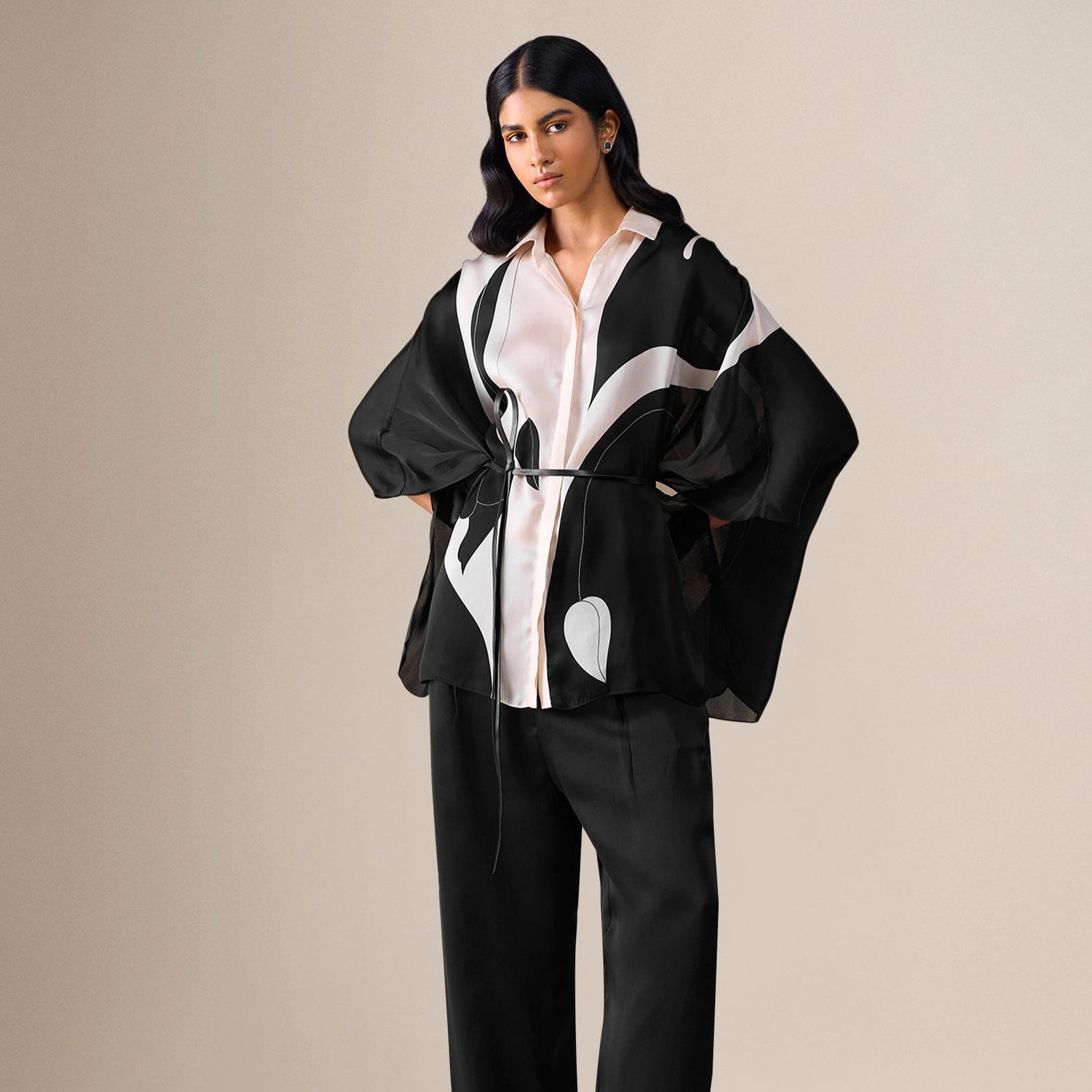  Organza Elvira Shirt Set – Black