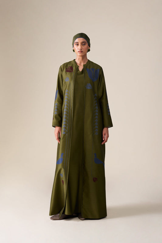 Chanderi Maliah Abaya Set – Red