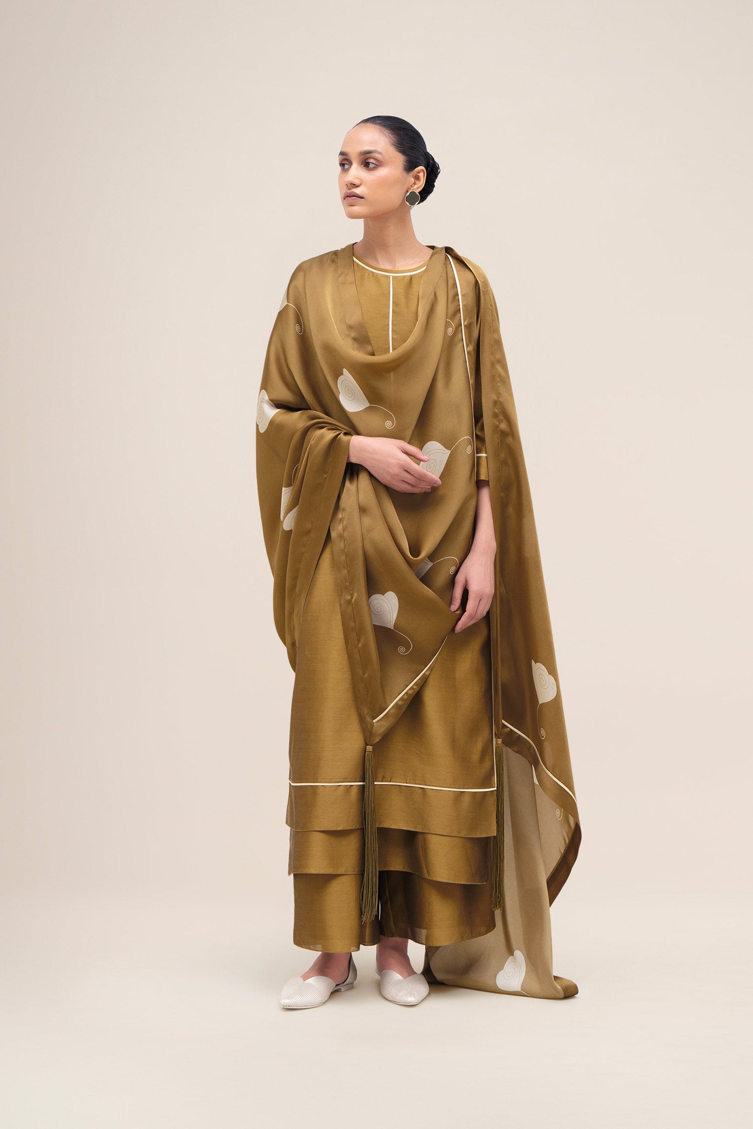  Chanderi Khat Kurta Set – Green