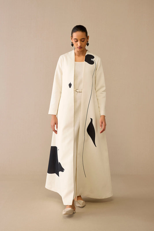 Linen Dilraz Abaya Set – Ivory