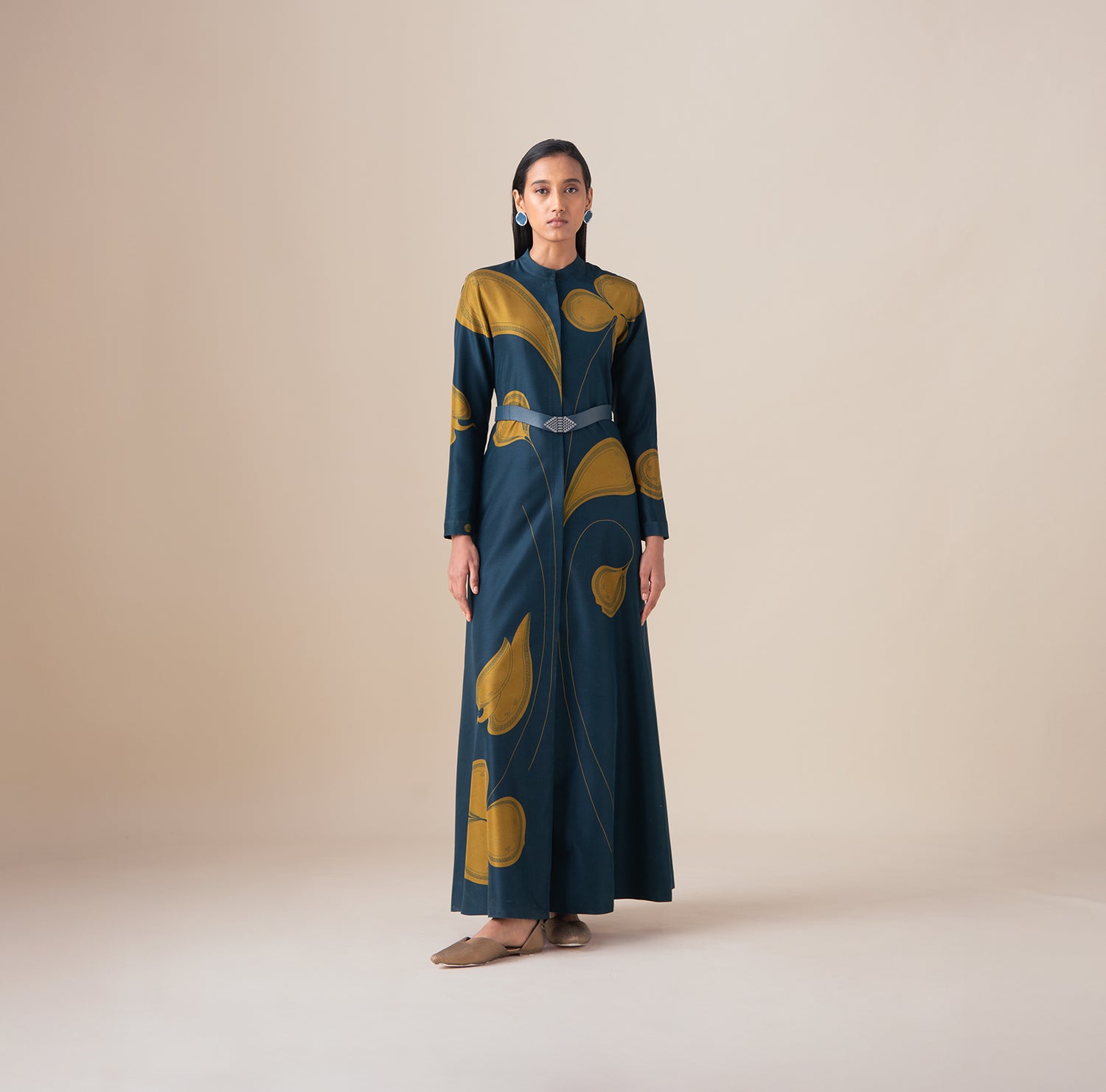  Habutai Saeeda Abaya Set – Blue