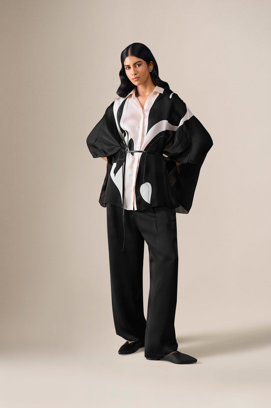 Organza Elvira Shirt Set – Black