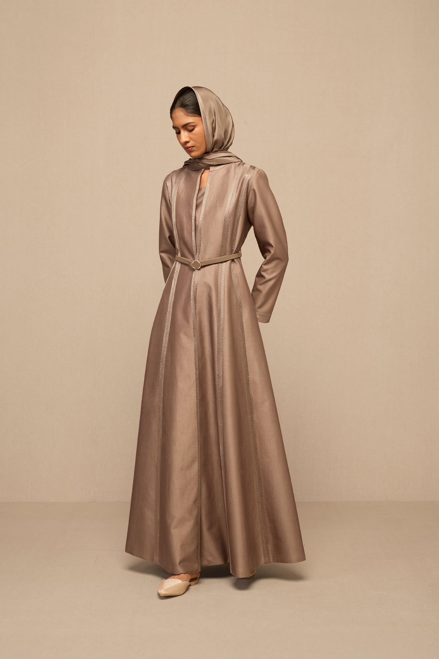  Chanderi Rubab Abaya Set – Grey