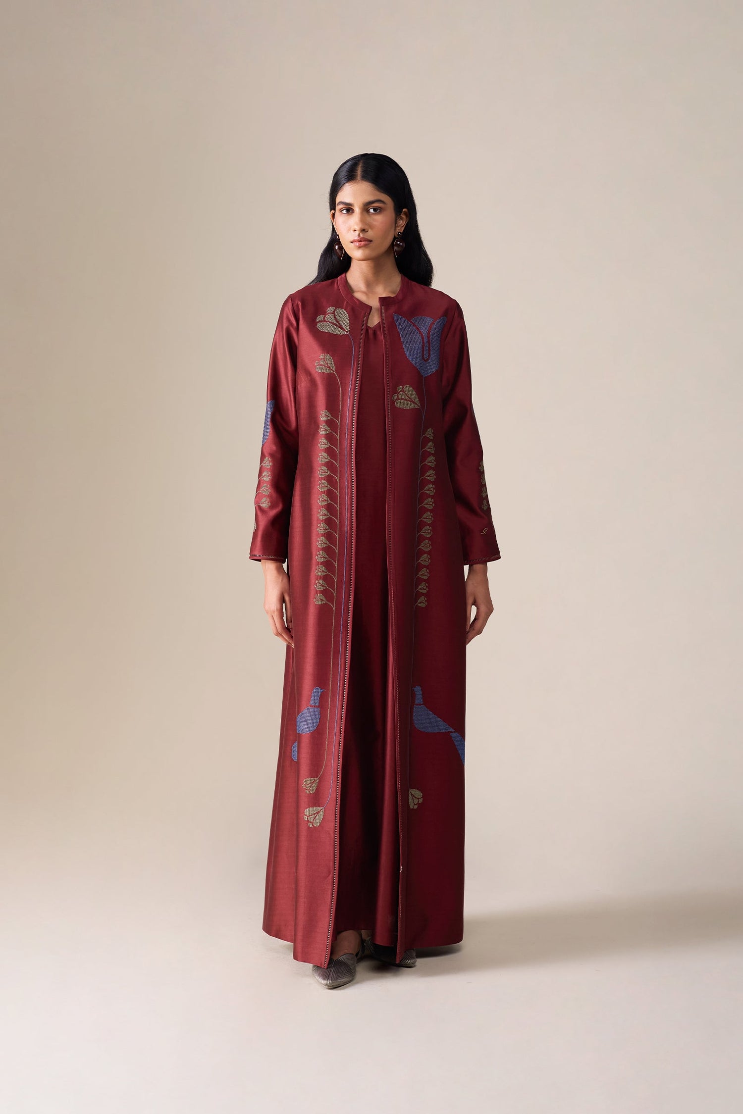  Chanderi Maliah Abaya Set – Green