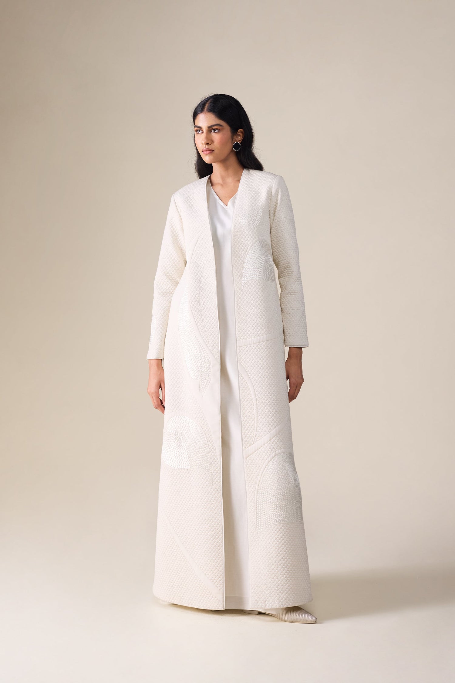  Silk Raziya Abaya Set – Ivory