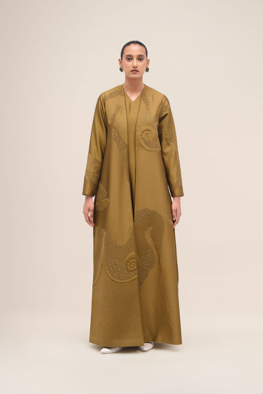 Chanderi Aayat Abaya Set – Green