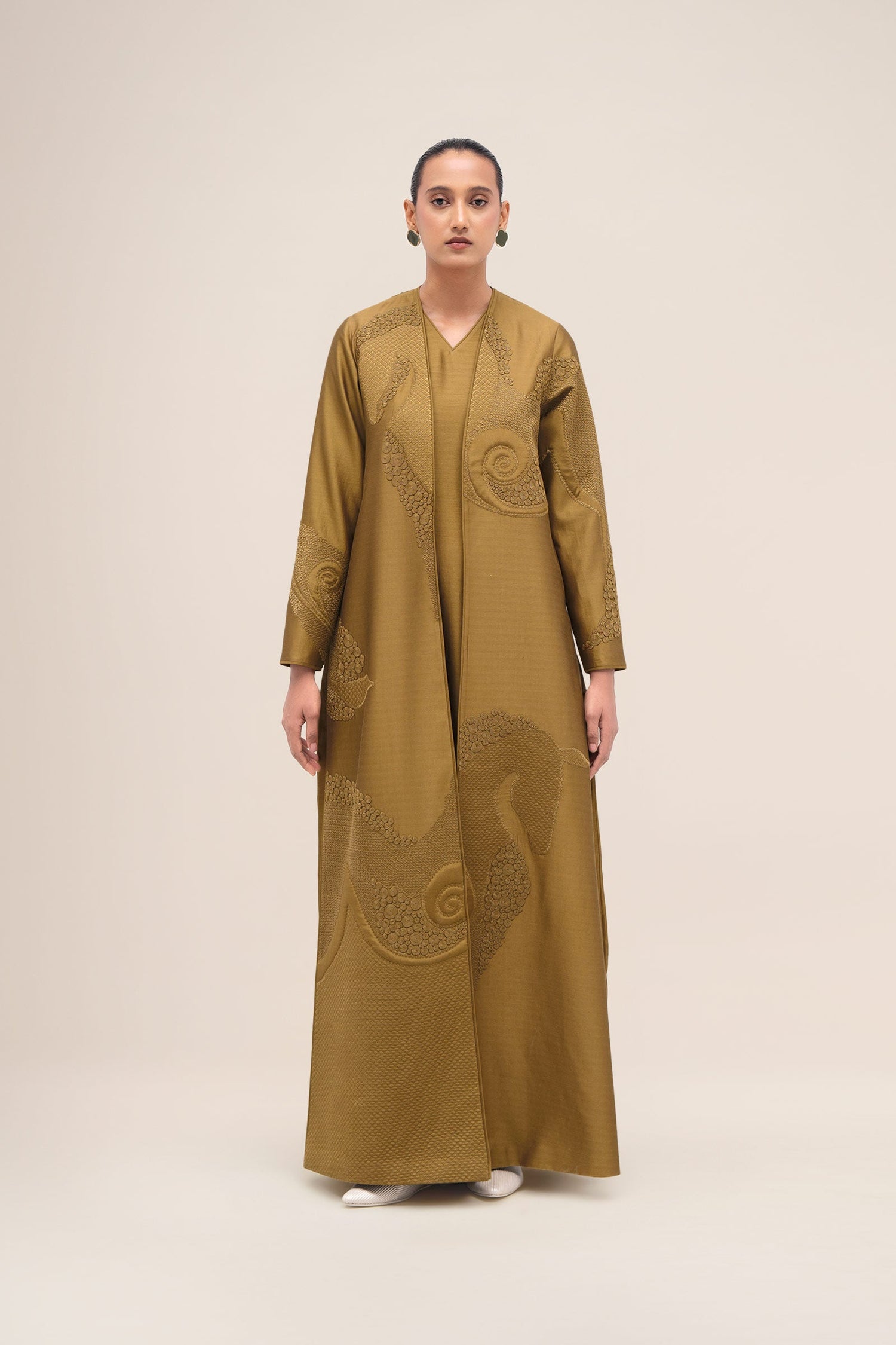  Chanderi Aayat Abaya Set – Green