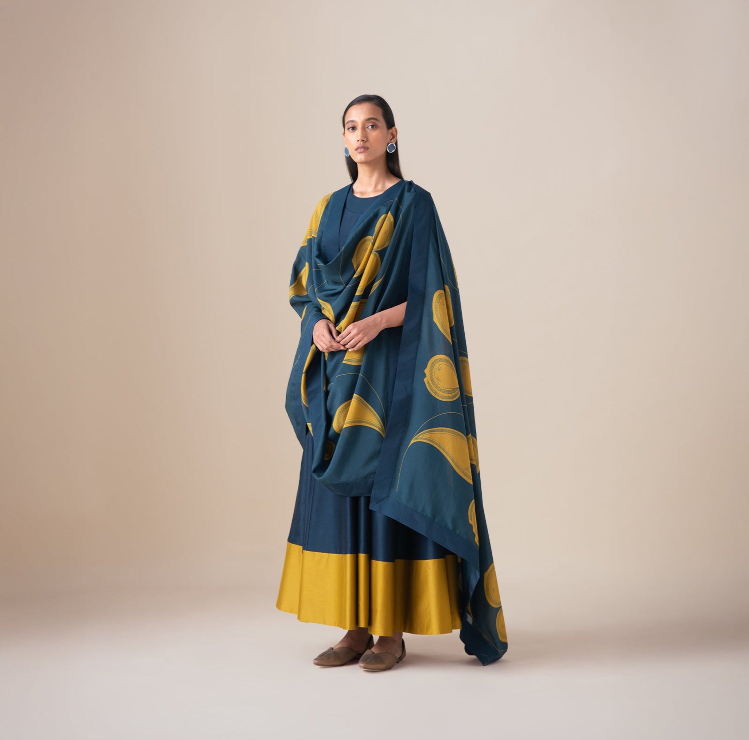  Chanderi Omira Kurta Set – Blue