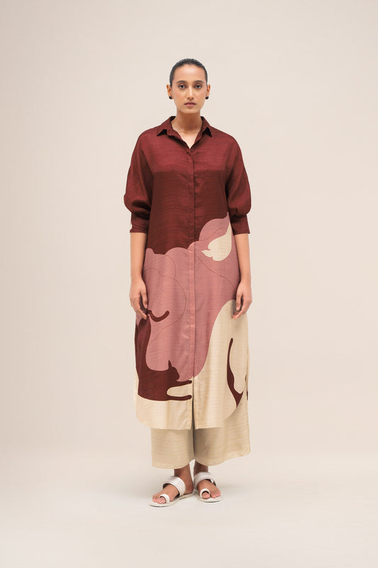 Silk Yara Tunic Set – Red