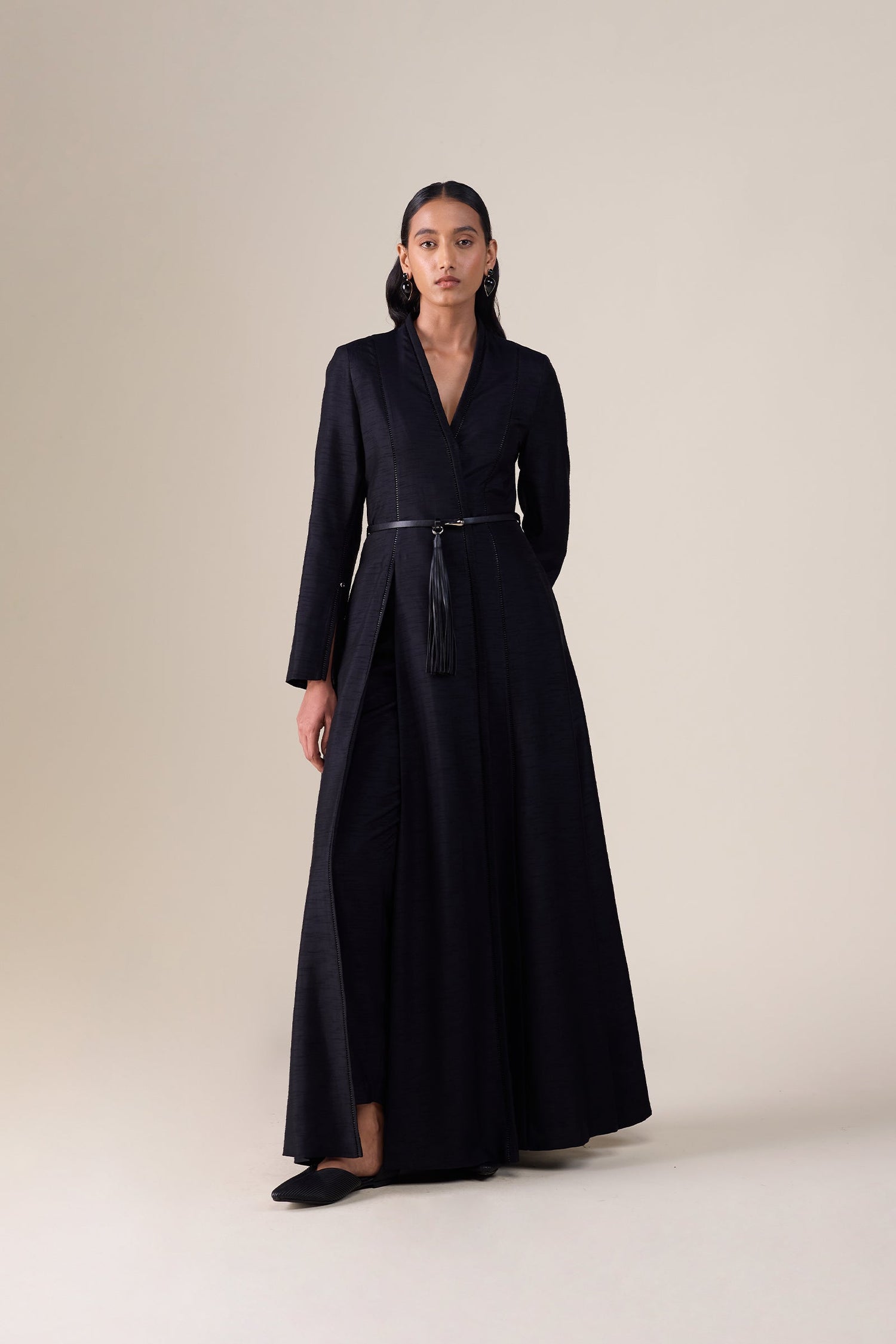  Silk Lev Jacket Set – Black