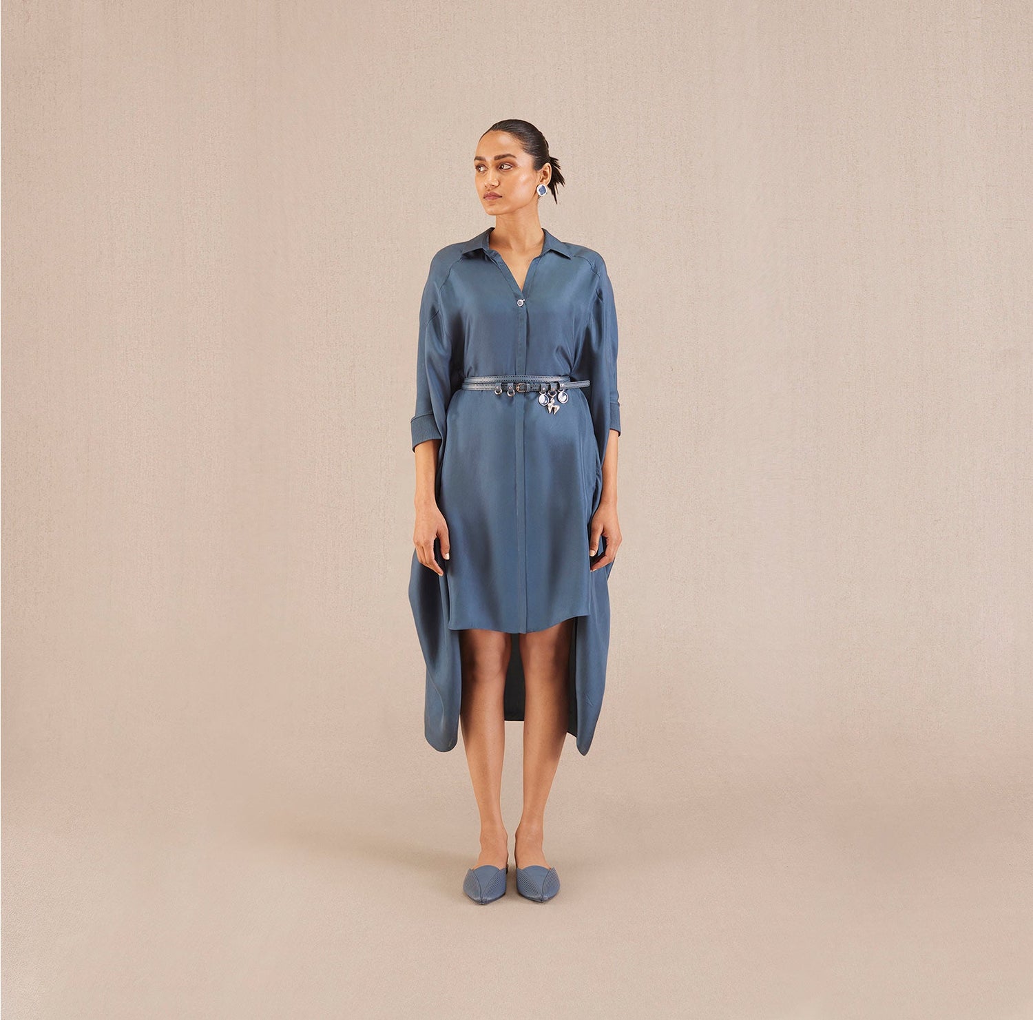 Aria Shirt Dress - Slate 