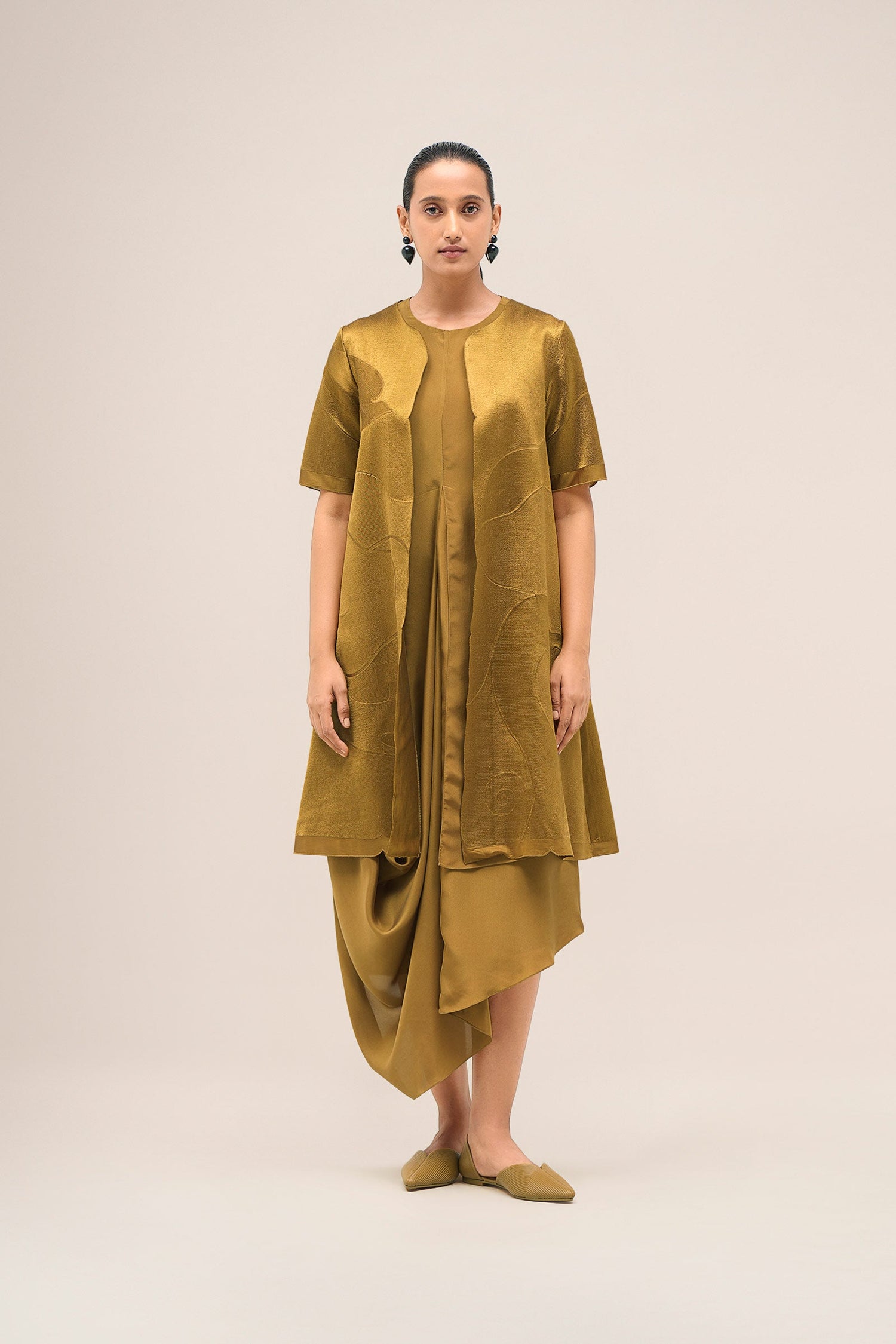  Chanderi Israh Jacket Set – Yellow