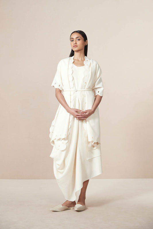 Wool Saria Shawl – Ivory