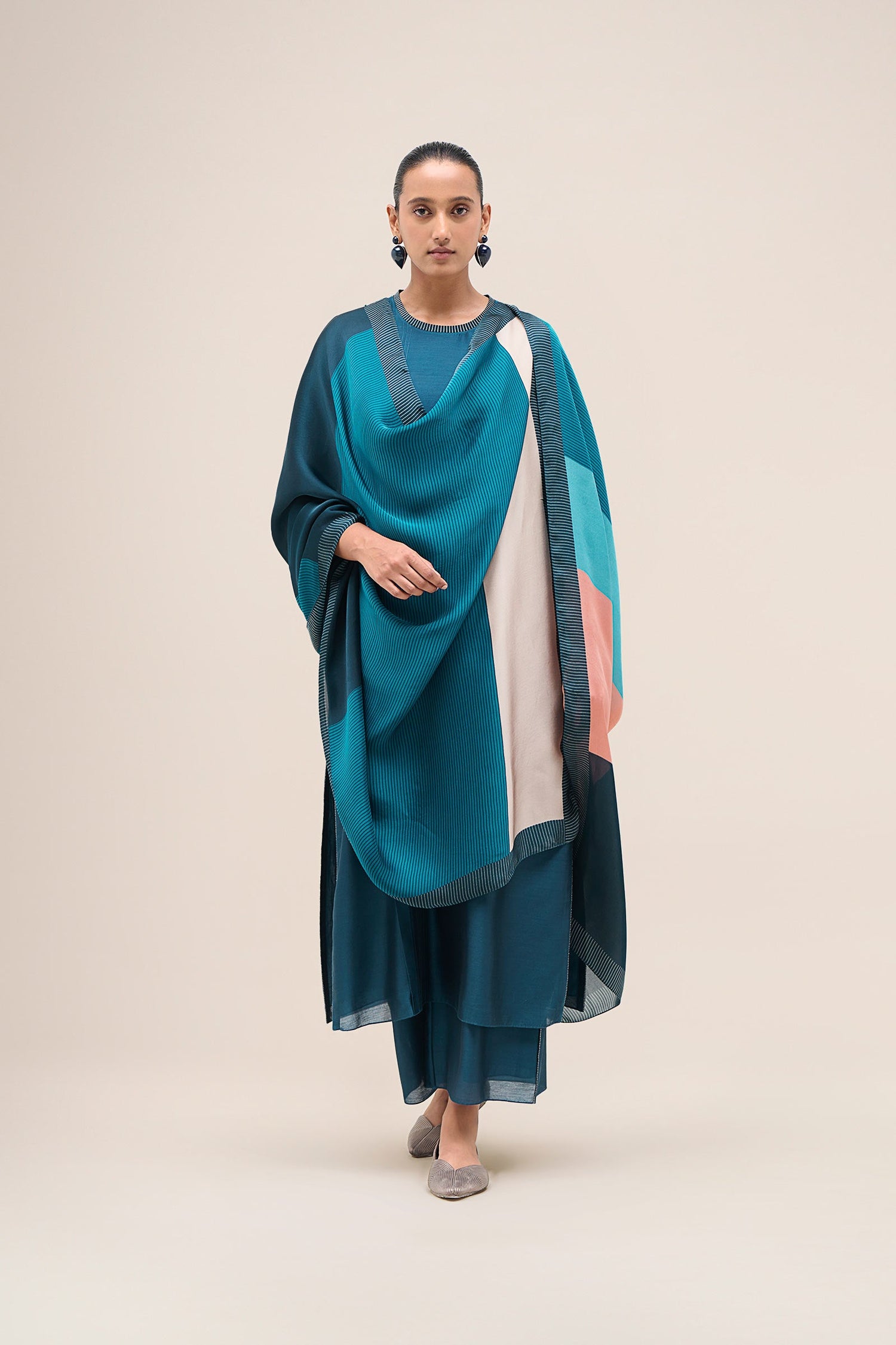  Chanderi Shiloh Kurta Set – Blue