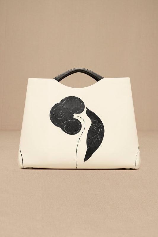 Faux Lether Dilbandi Tote Bag – Ivory