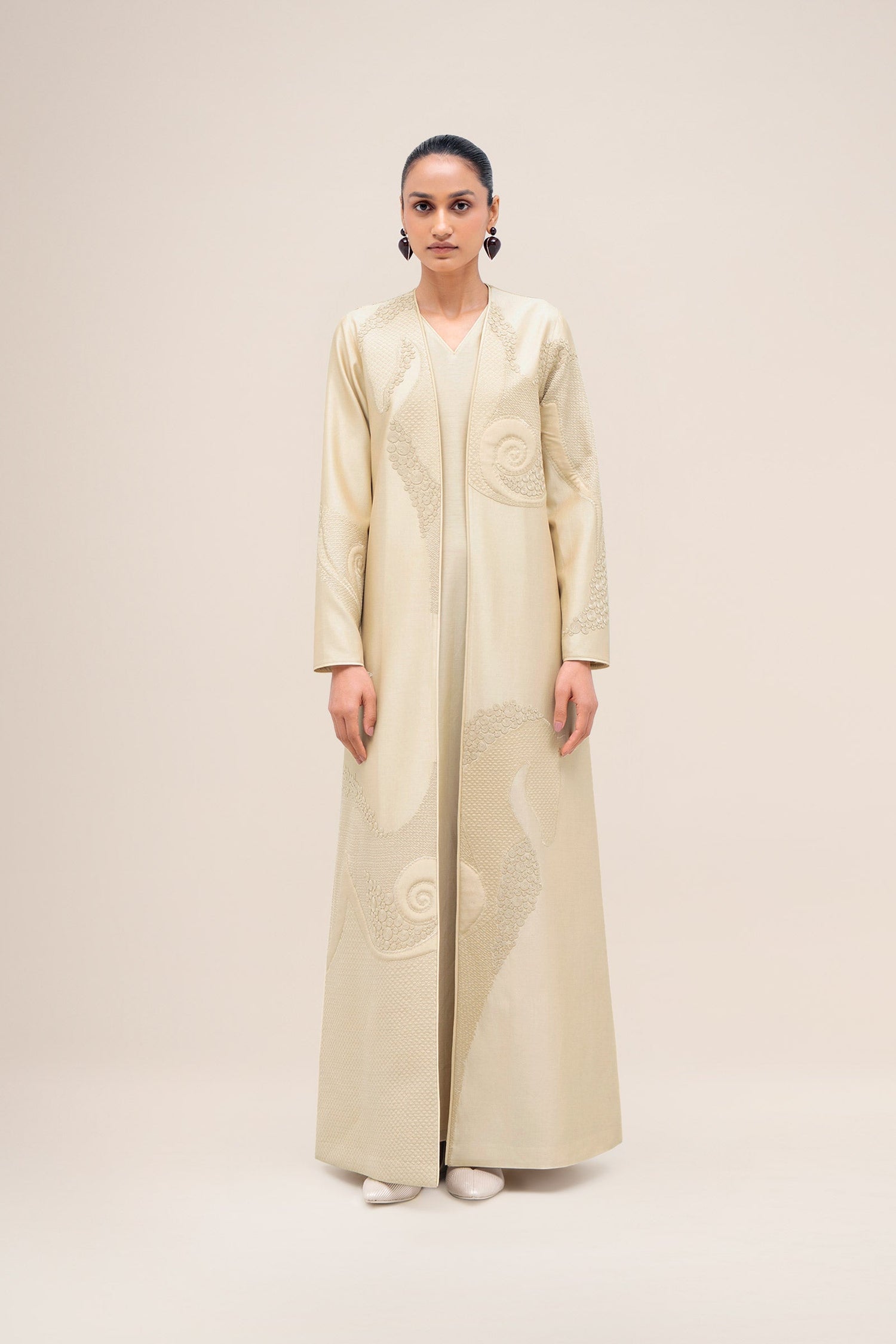  Chanderi Aayat Abaya Set – Beige