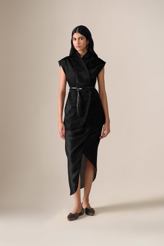 Chanderi Selah Jacket Set – Black