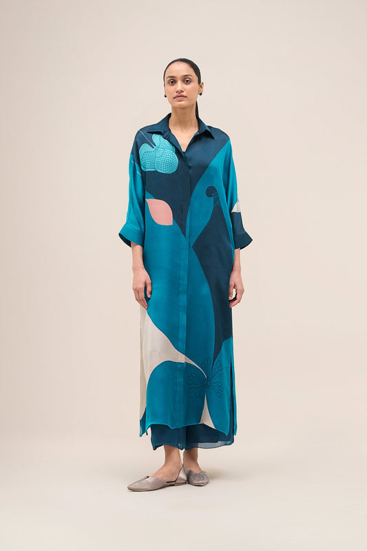 Organza Nila Tunic Set – Blue