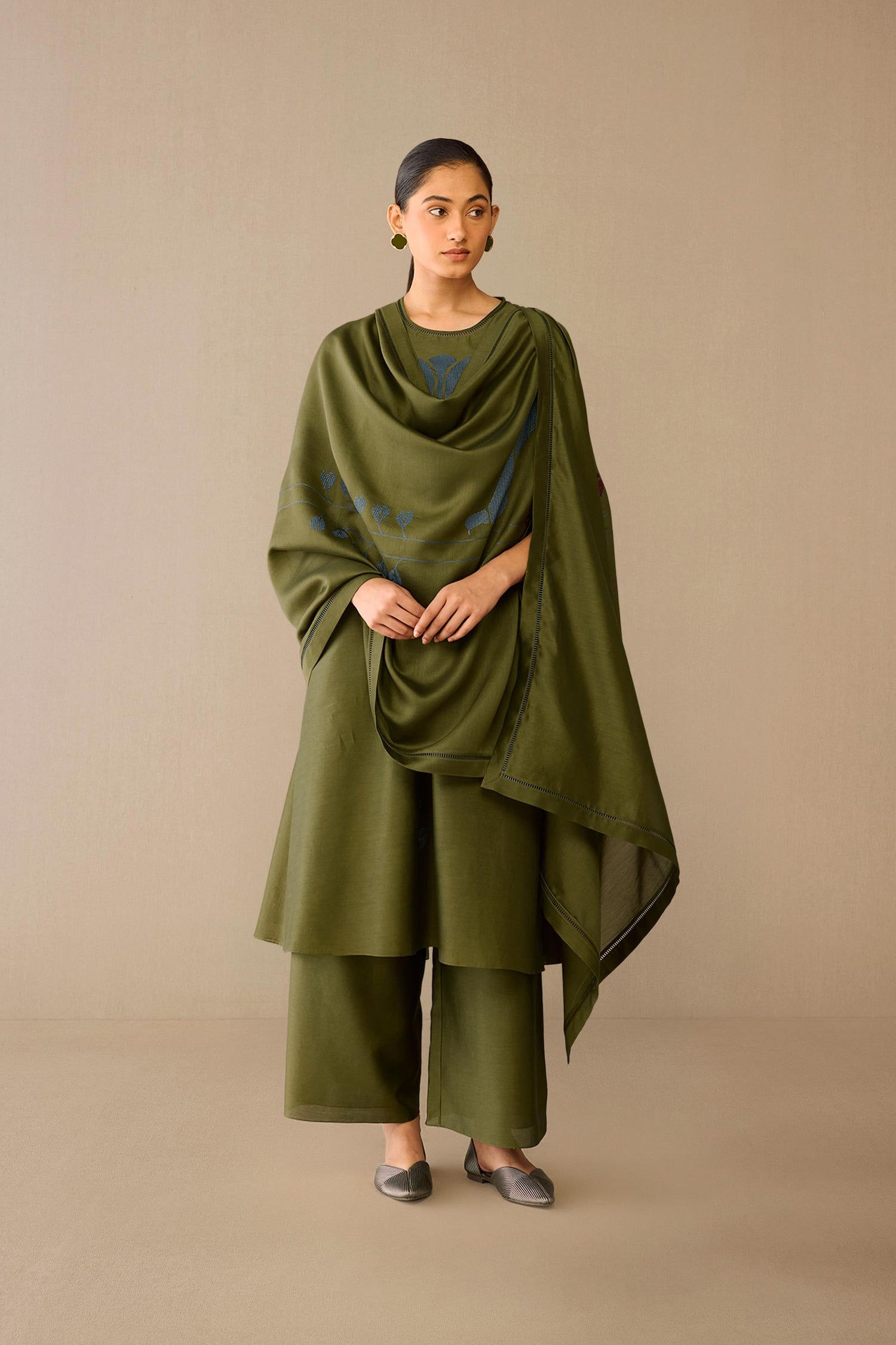  Chanderi Samreen Kurta Set – Green