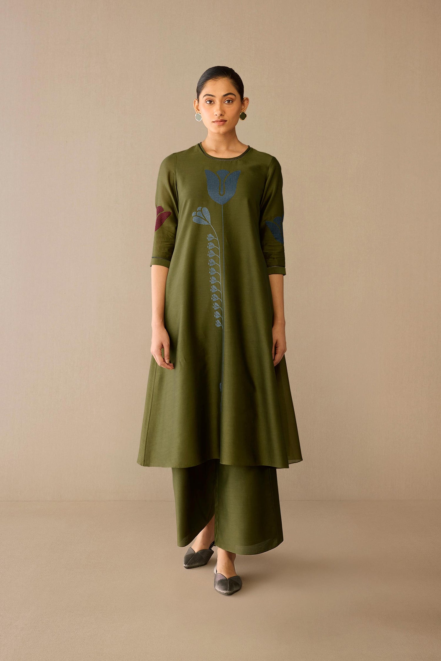  Chanderi Samreen Kurta Set – Green