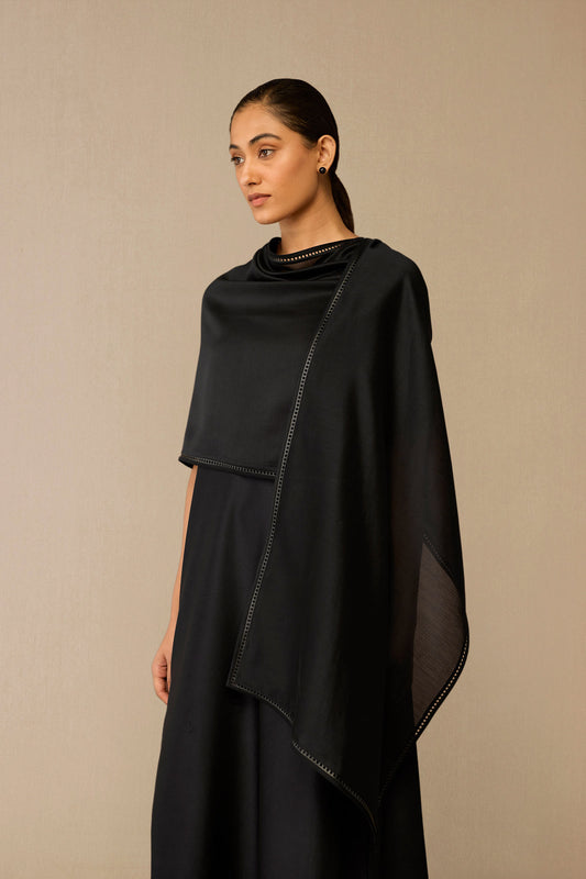 Chanderi Zeya Scarf – Black