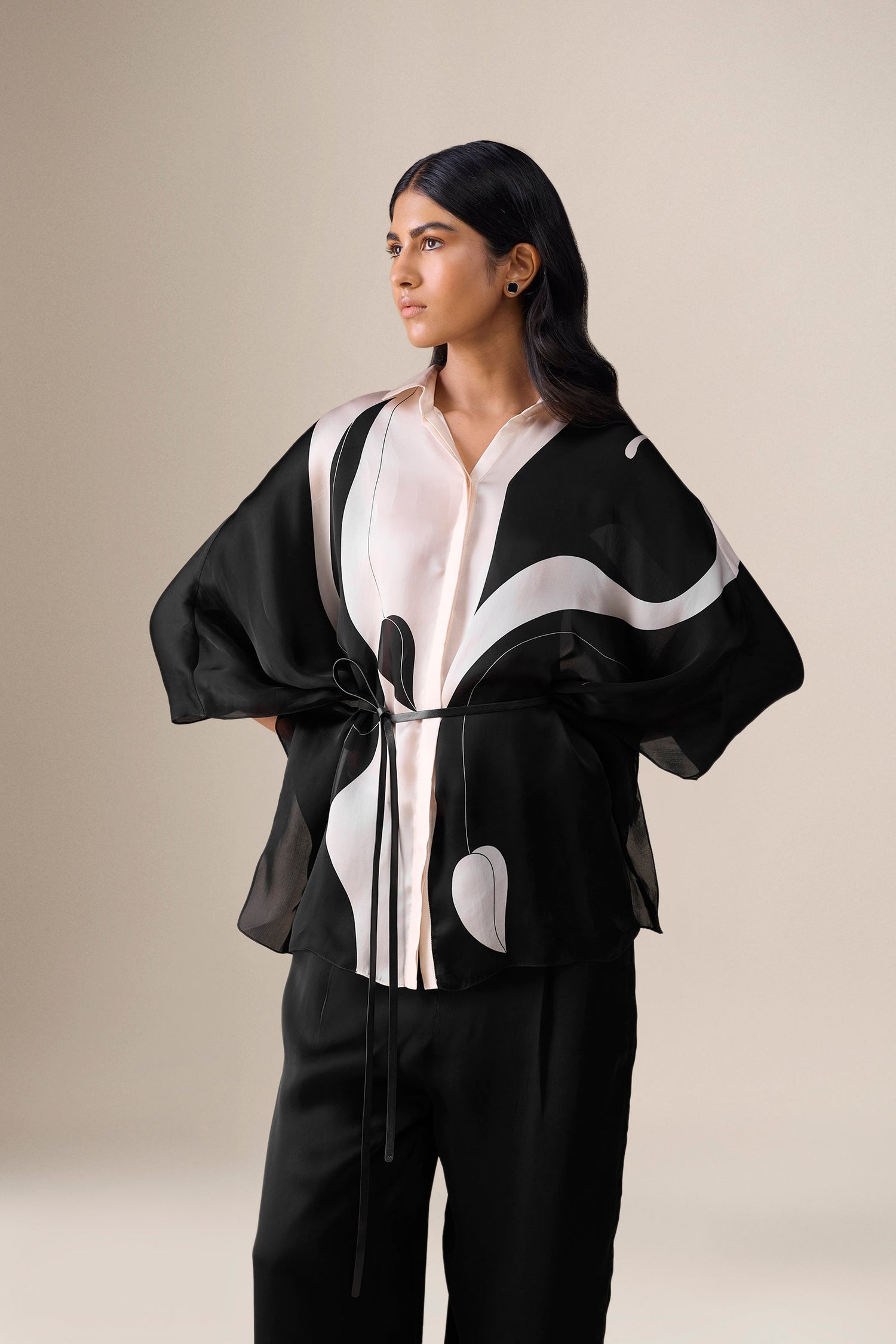  Organza Elvira Shirt Set – Black