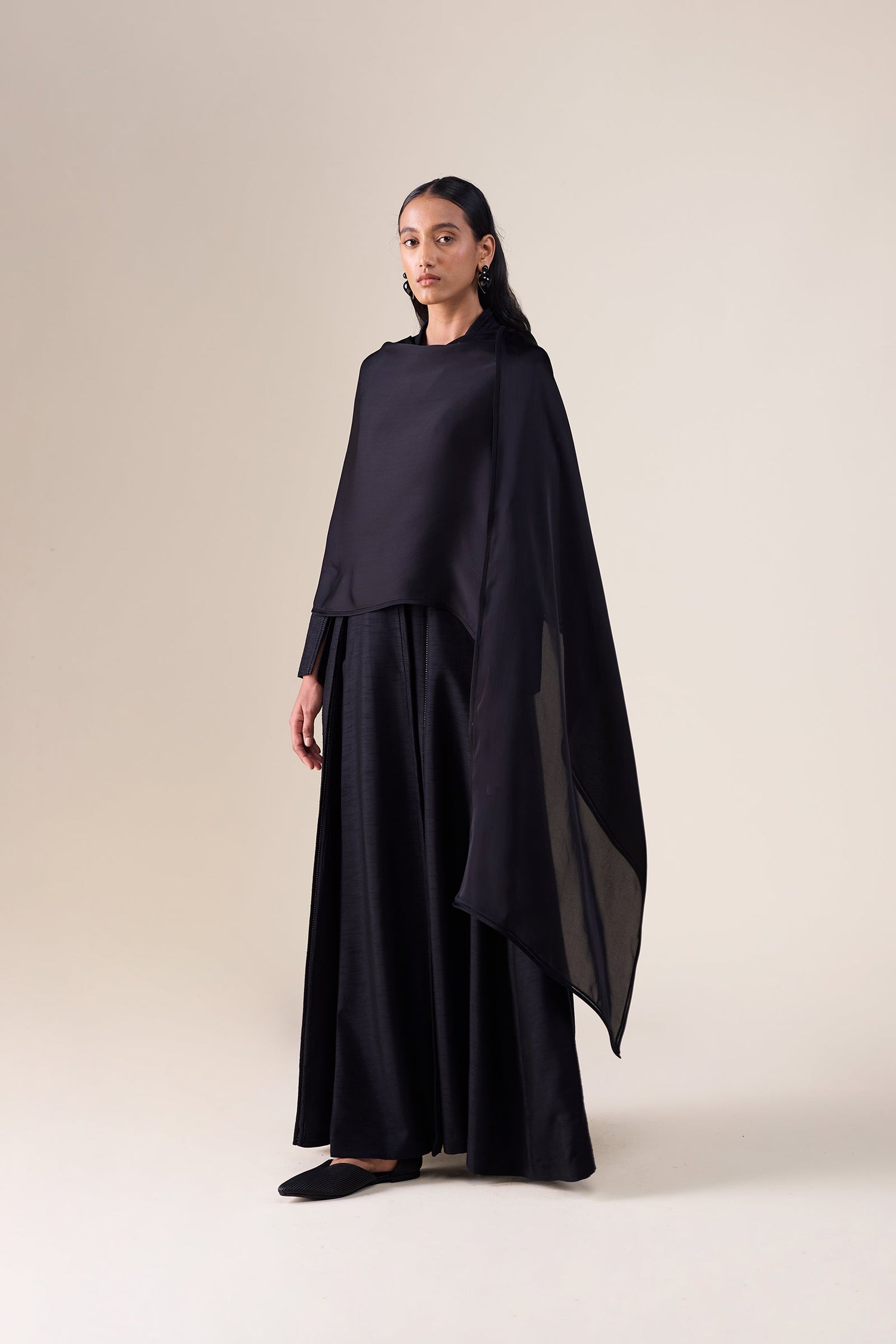   Organza Floris Scarf – Black