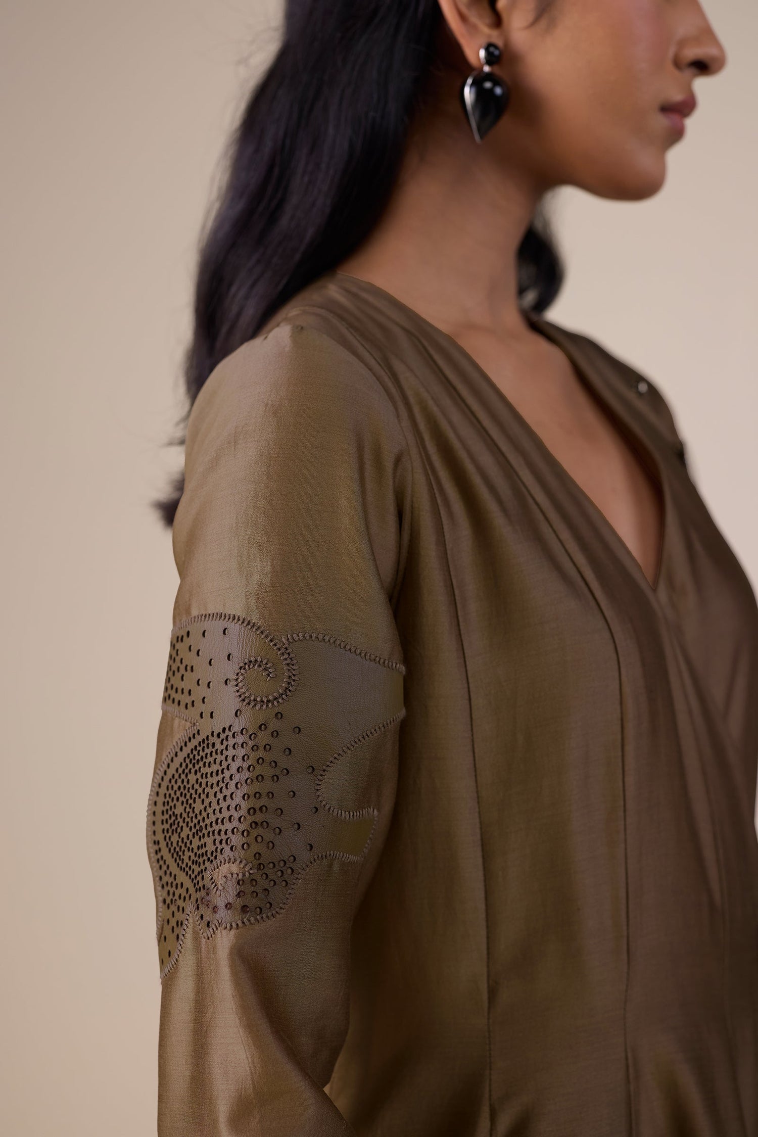  Chanderi Amna Dress – Beige