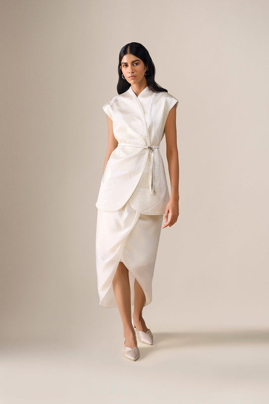 Chanderi Selah Jacket Set – Ivory